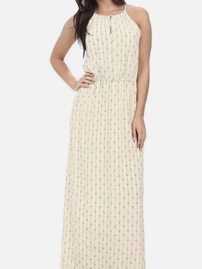🌸 Lucky Brand 100% Silk Halter Maxi Dress